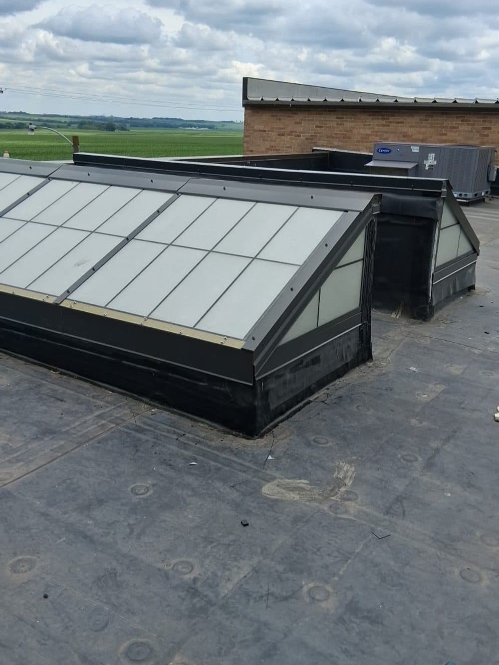 After: restored skylights with new trim and sealant