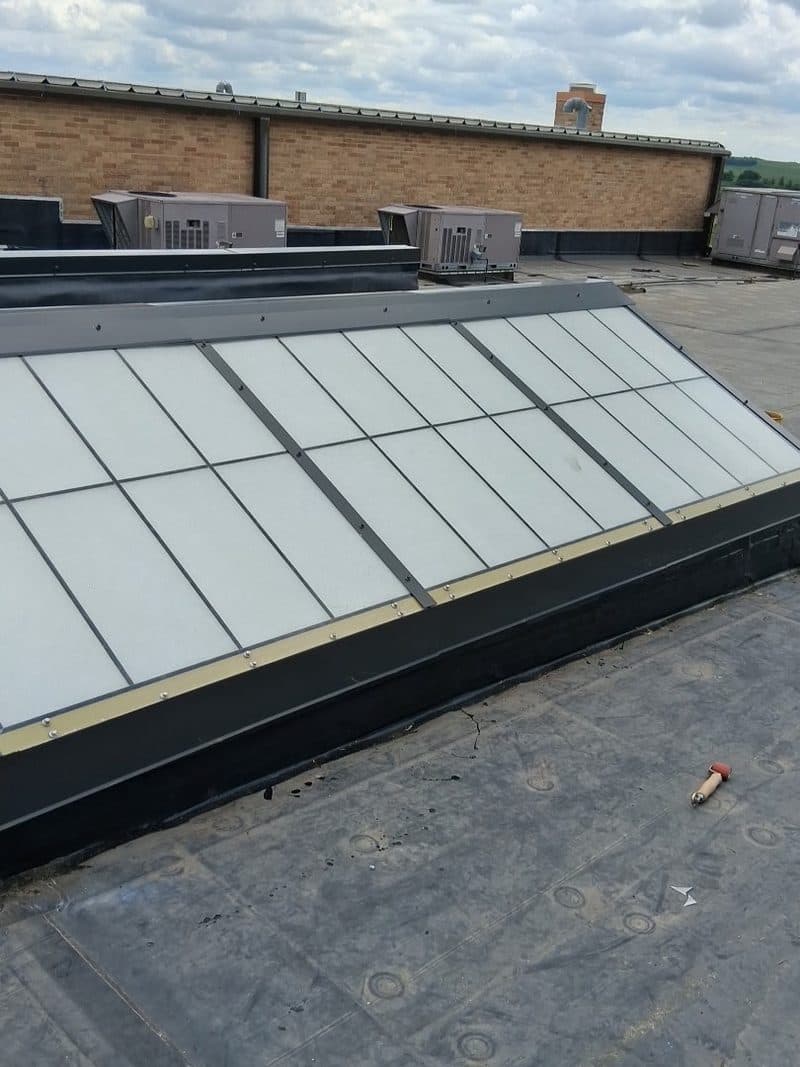 Completed commercial skylight restoration, Arlington NE