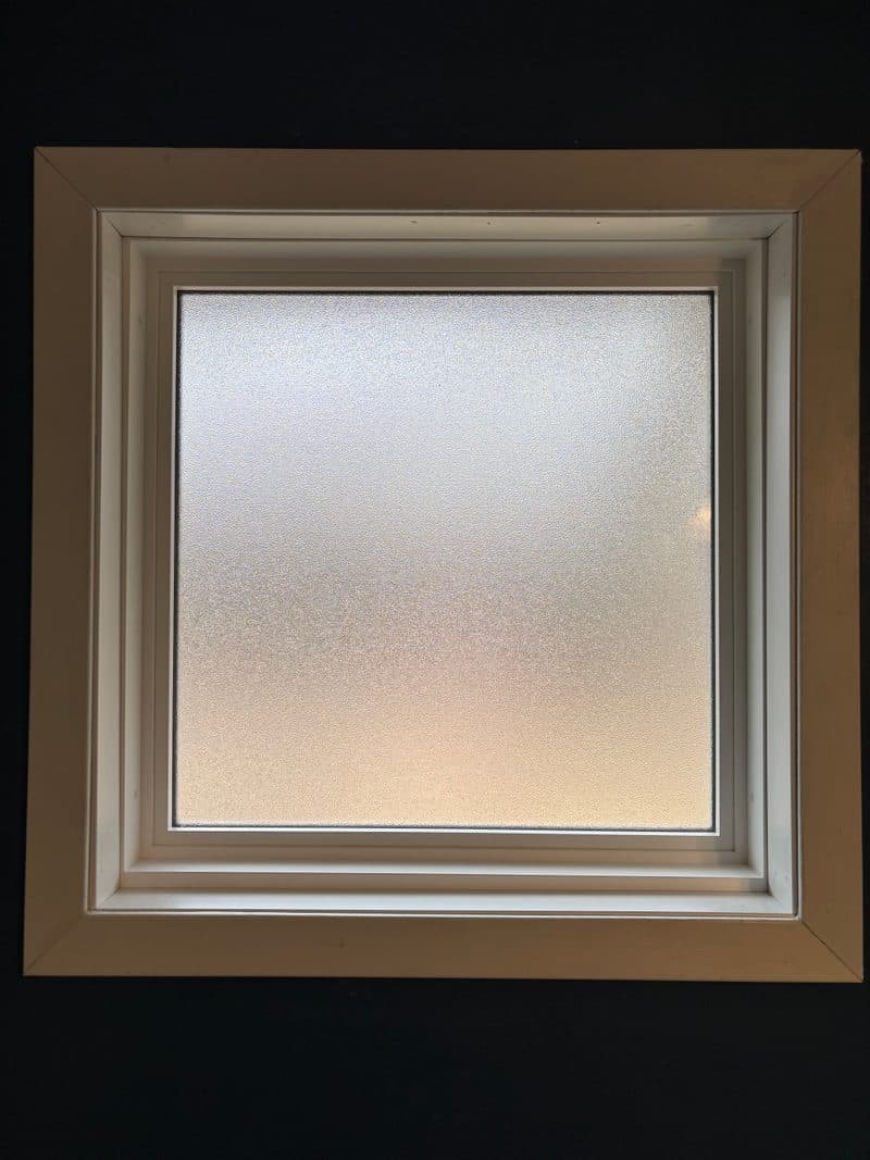 Completed frosted bathroom window install