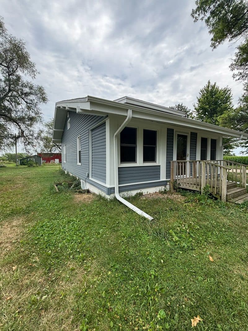 Completed blue-gray house siding, Nickerson NE