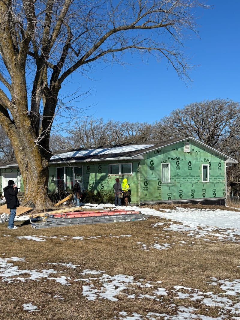Mid-install: house wrapped with weather barrier, Fontanelle NE